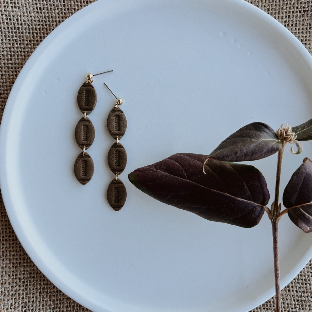 Clay Football Earrings
